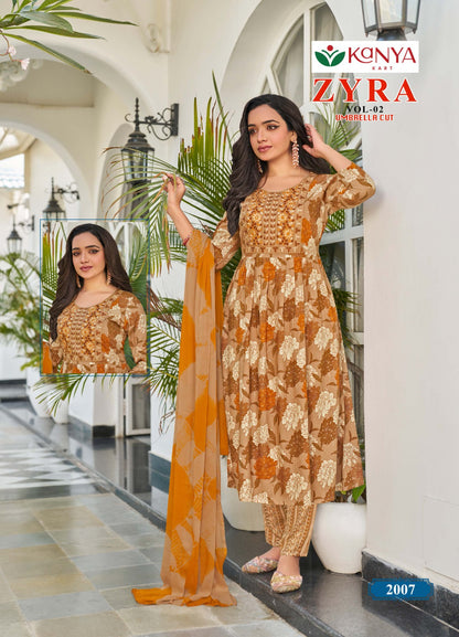 Zyra Vol 2 Kanya Kart Rayon Readymade Anarkali Suits Exporter