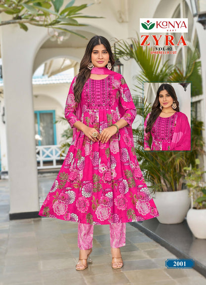 Zyra Vol 2 Kanya Kart Rayon Readymade Anarkali Suits Exporter
