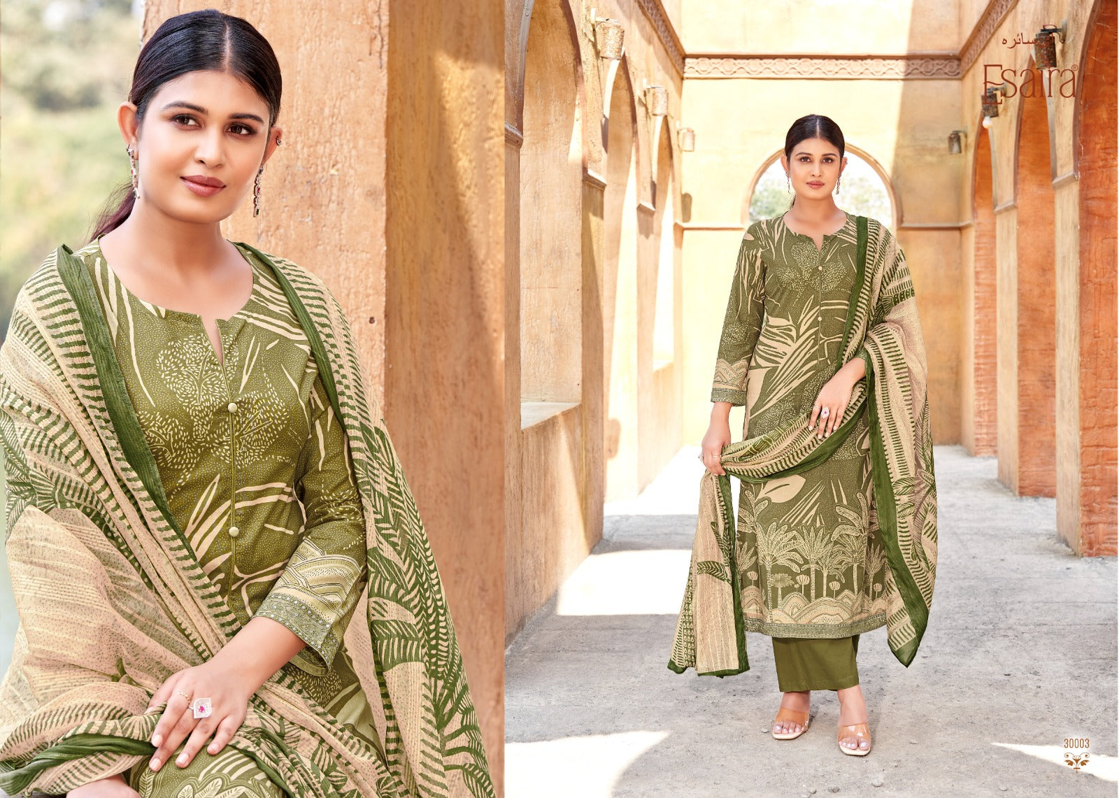 Zyran Esta Esaira Cotton Cambric Pant Style Suits Wholesaler India