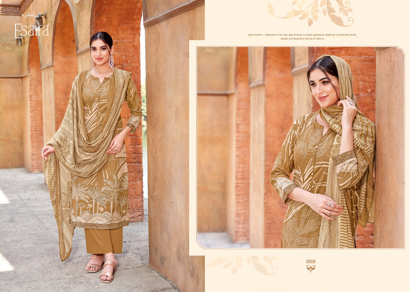 Zyran Esta Esaira Cotton Cambric Pant Style Suits Wholesaler India