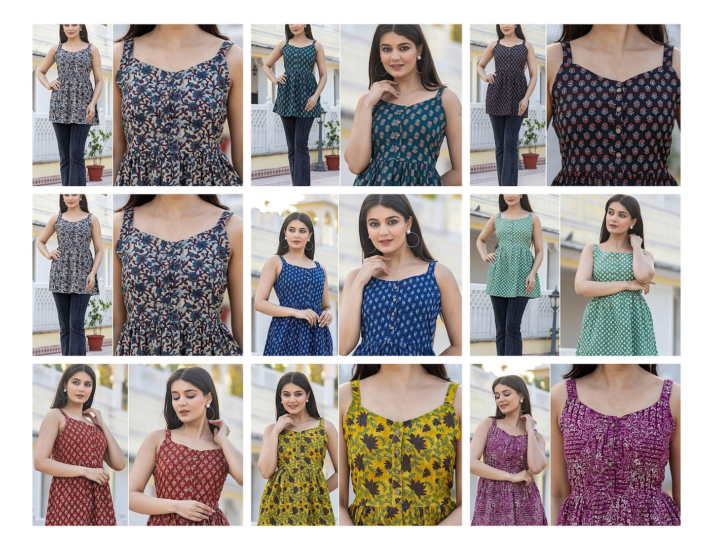 Sleeveless Peplum Ffi Cotton Designer Long Top Wholesaler Ahmedabad