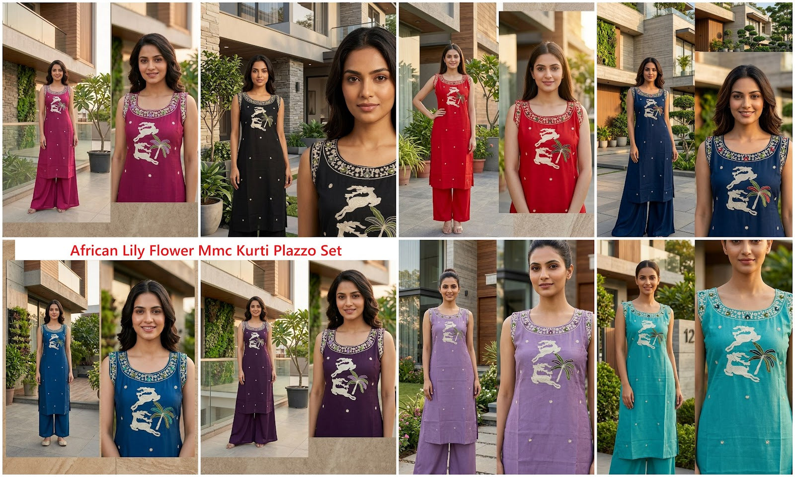 African Lily Flower Mmc Vatican Kurti Plazzo Set Exporter Gujarat