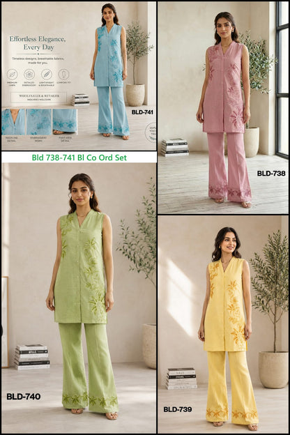 Bld 738-741 Bl Chanderi Co Ord Set Exporter Gujarat