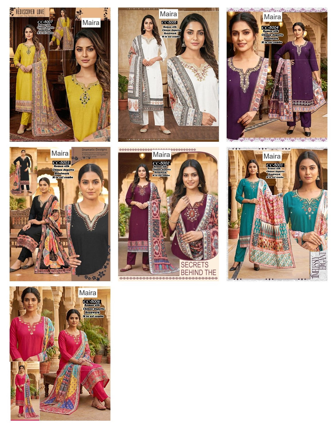 Cc 5001-5007 Maira Roman Silk Readymade Pant Style Suits Exporter Ahmedabad