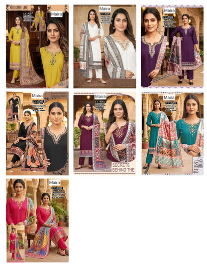 Cc 5001-5007 Maira Roman Silk Readymade Pant Style Suits Exporter Ahmedabad
