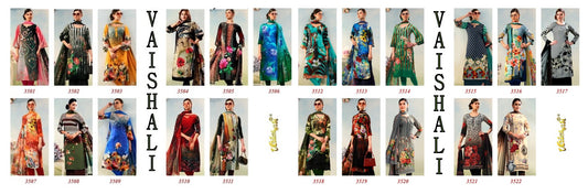 Charismatic Vol 3500 Vaishali Fashions Crape Pant Style Suits Wholesaler Gujarat