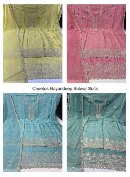 Cheetos Nayandeep Organza Salwar Suits Supplier Ahmedabad