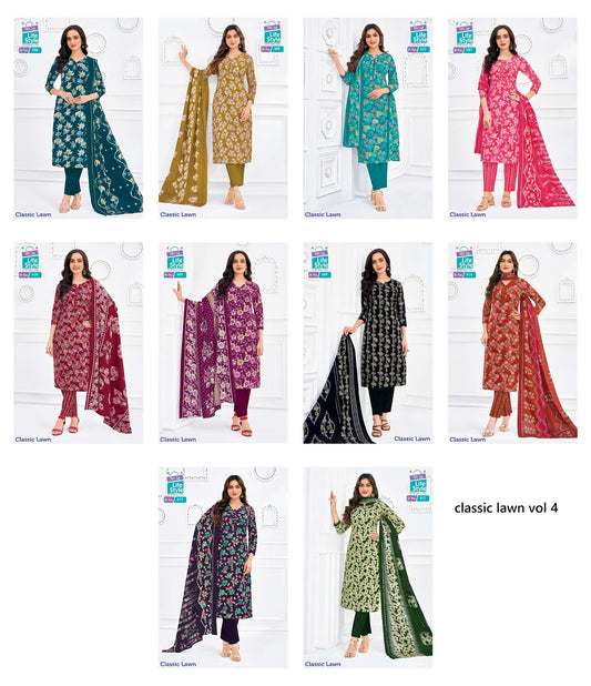 Classic Lawn Vol 4 Mcm Lifestyle Cotton Pant Style Suits Manufacturer Gujarat
