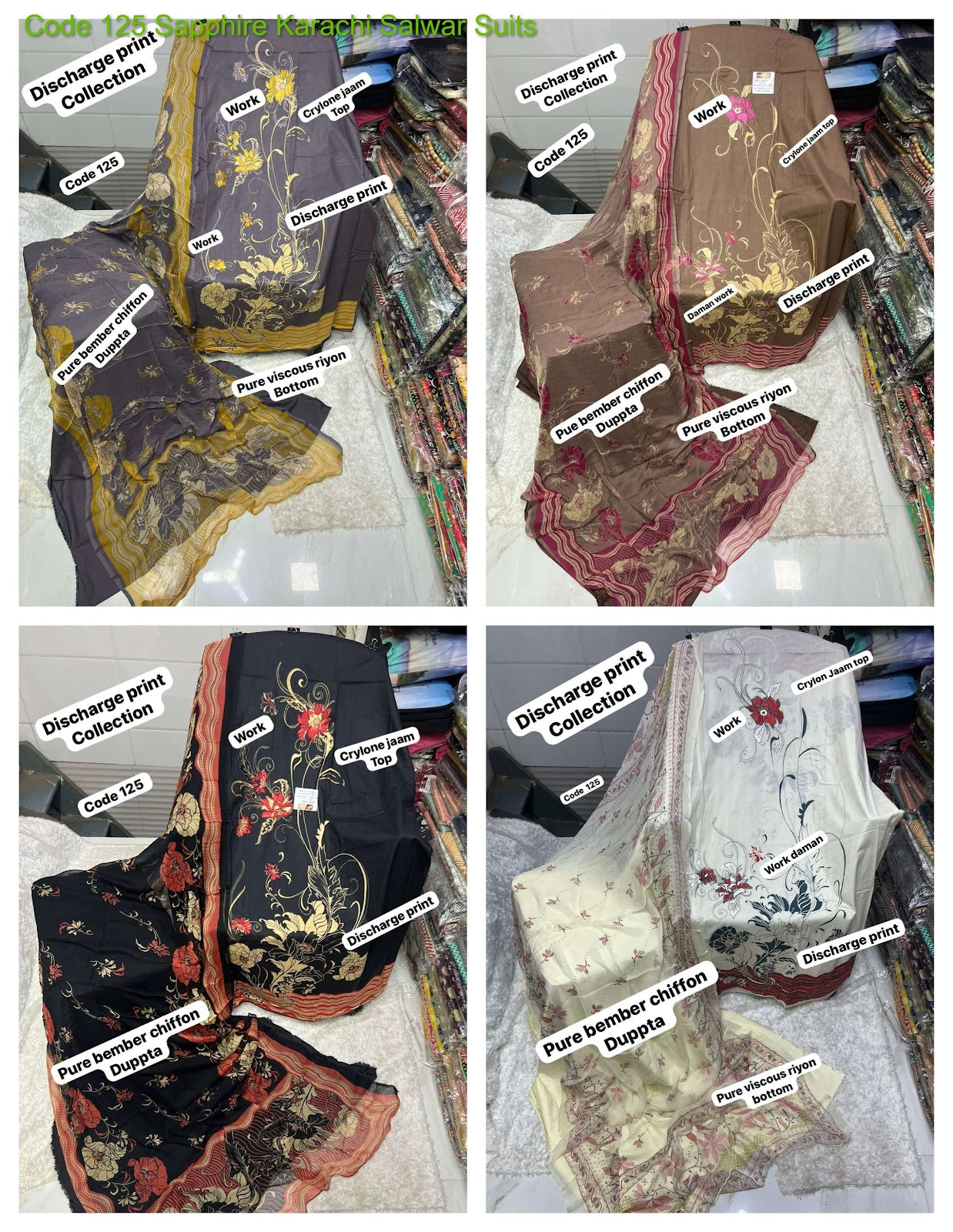 Code 125 Sapphire Jaam Karachi Salwar Suits Exporter Ahmedabad