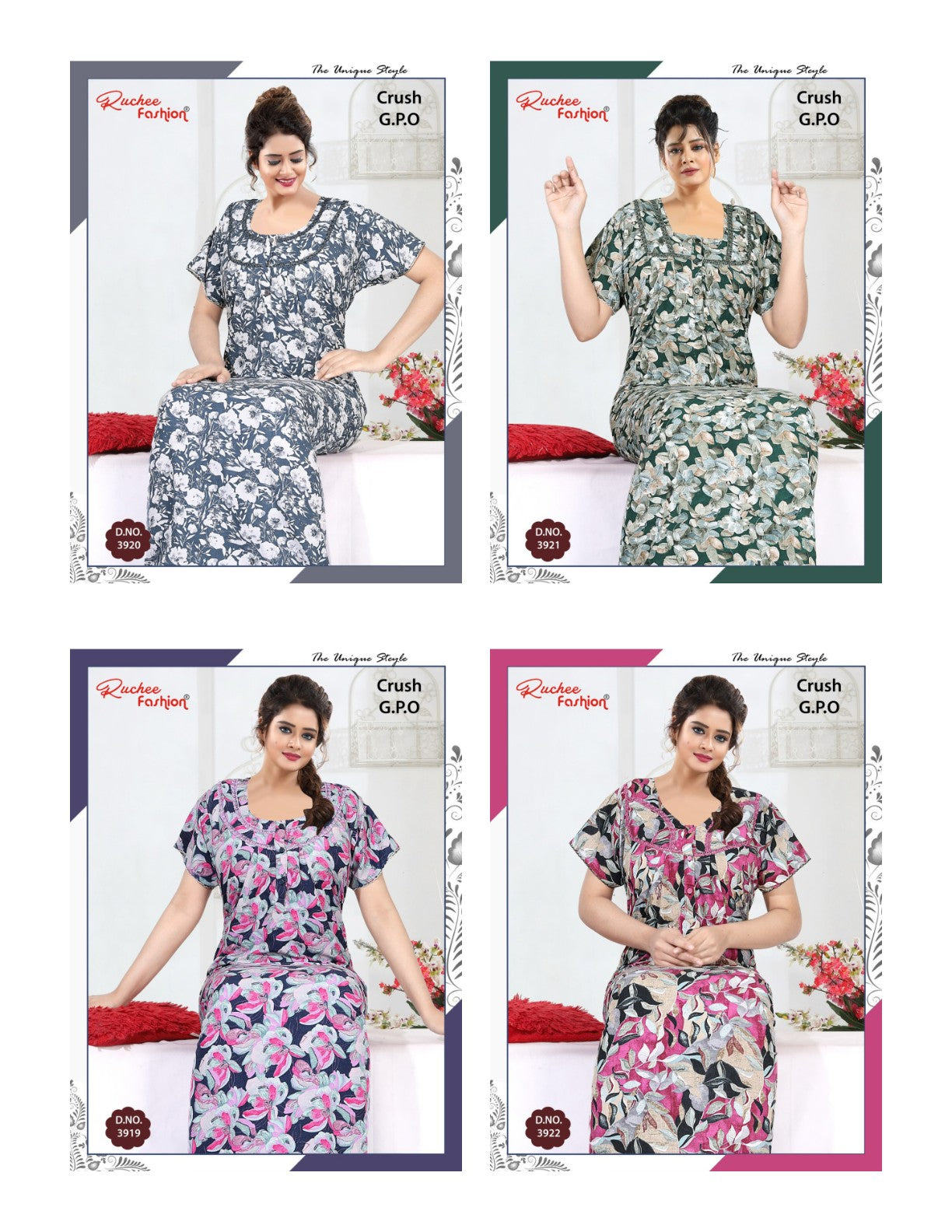 Crush Gpo Ruchee Fashion Night Gowns Wholesaler Gujarat