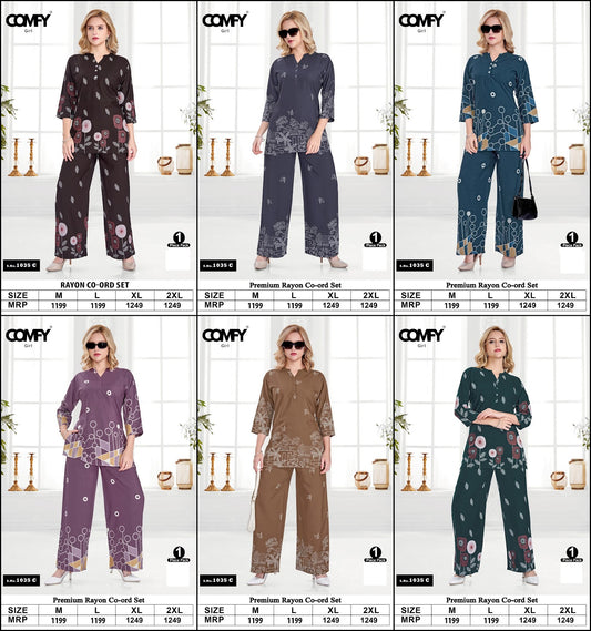 Design 1035 C Comfy Rayon 24Kg Co Ord Set Supplier Gujarat