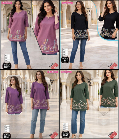 Design 1867 La Fairy Cotton Short Kurtis Exporter