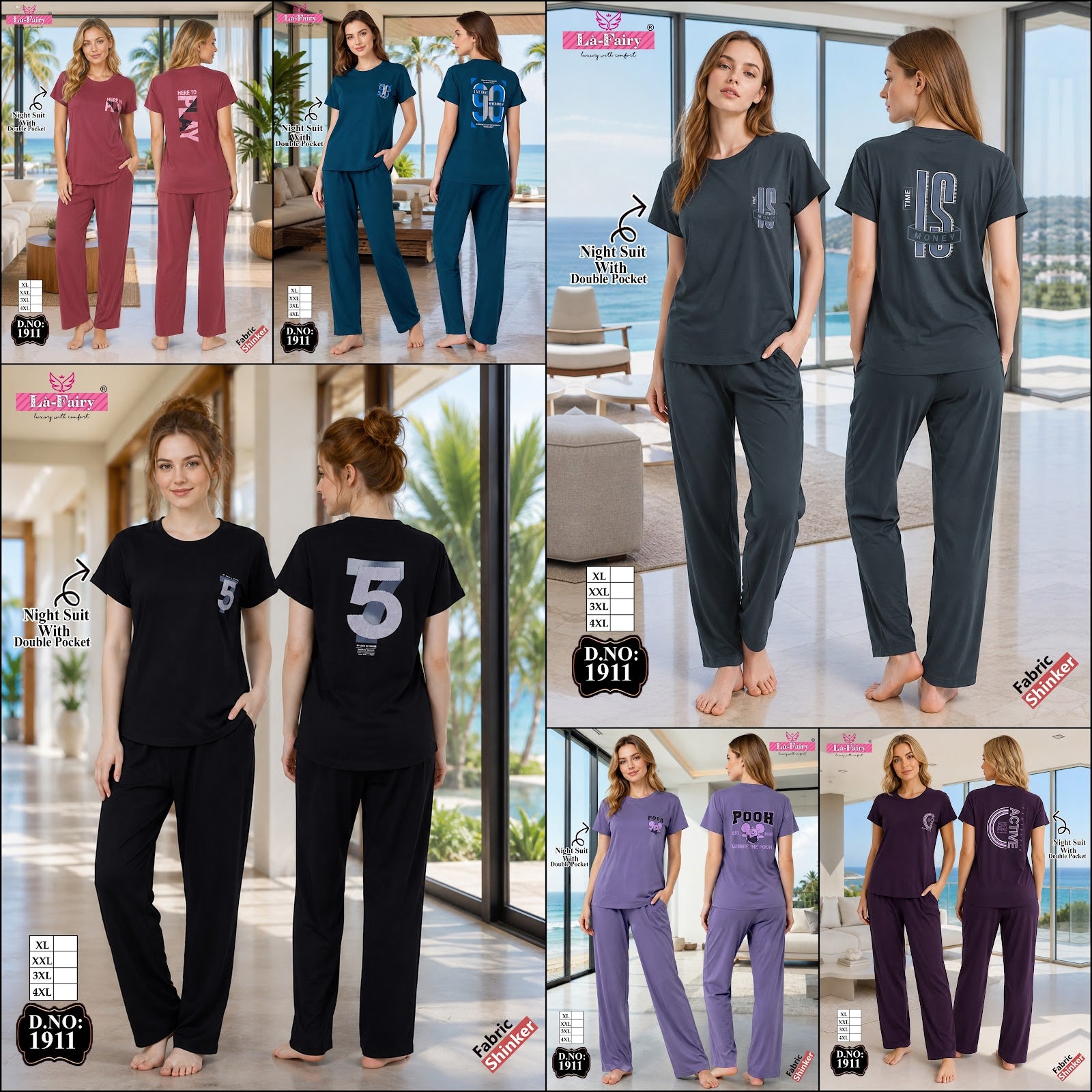 Design 1911 La Fairy Sinker Pyjama Night Suits Manufacturer