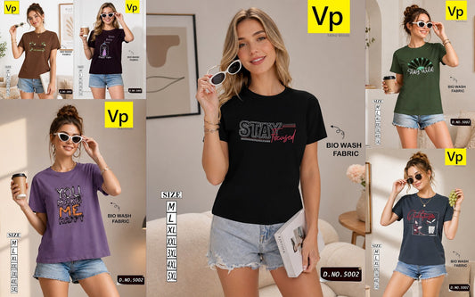 Design 5002 May15 Vp Cotton Biowashed Women Tshirt Supplier India