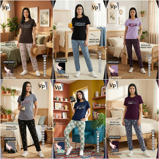 Design 5003 0503 Vp Hosiery Cotton Pyjama Night Suits Wholesale