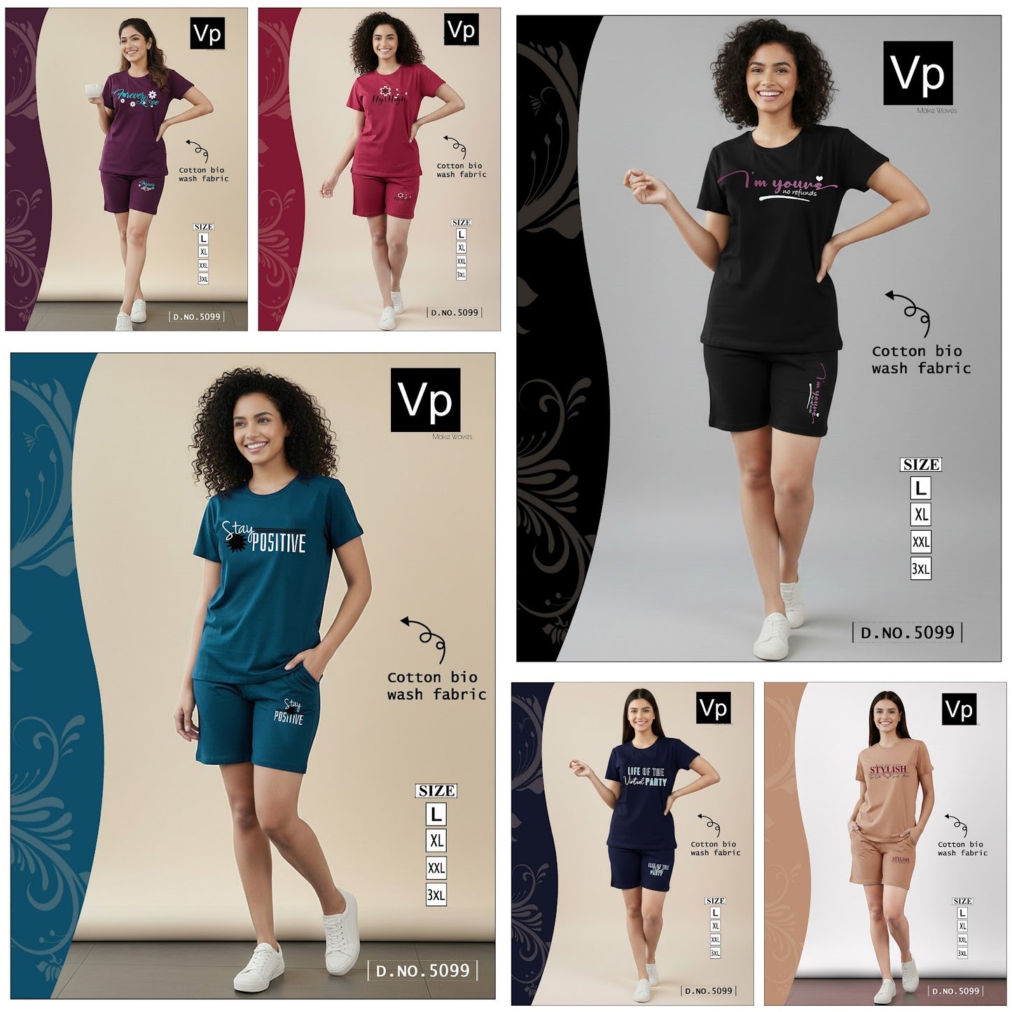 Design 5099 Vp Cotton Biowashed Shorts Night Suits Wholesaler Ahmedabad