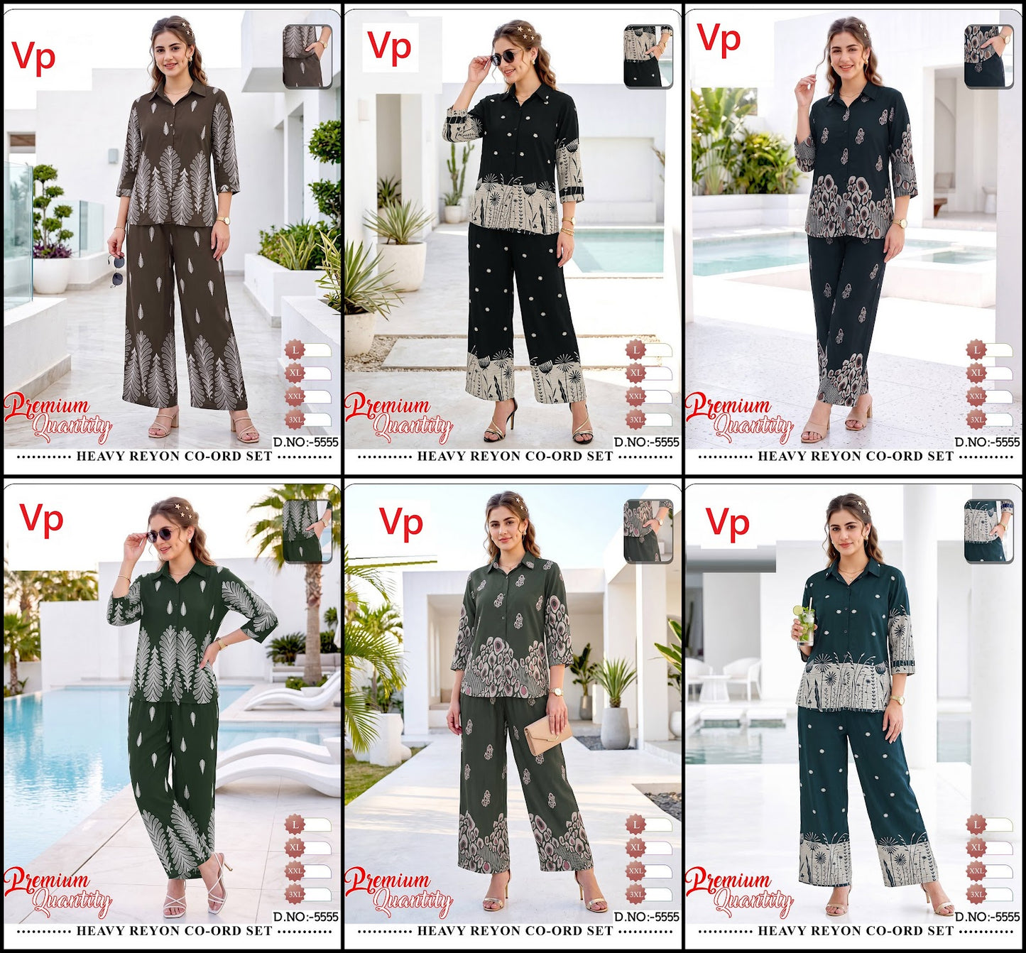 Design 5555 Print To Print Vp Rayon 22Kg Co Ord Set Manufacturer India