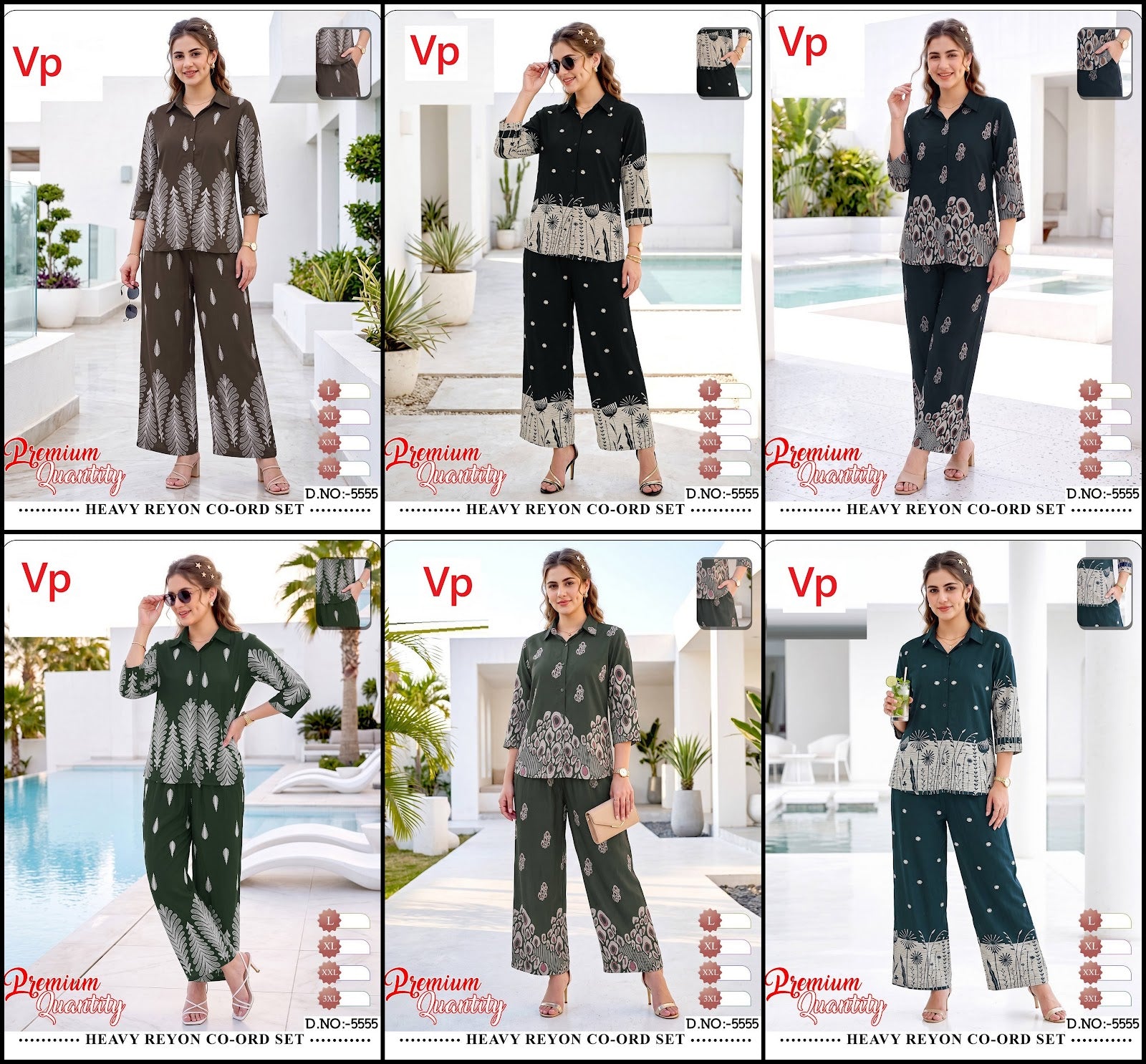 Design 5555 Print To Print Vp Rayon 22Kg Co Ord Set Manufacturer India