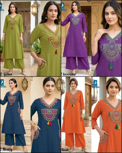 Design 6172 Colors Kaya Trends Cotton Kurti Plazzo Set Manufacturer Ahmedabad