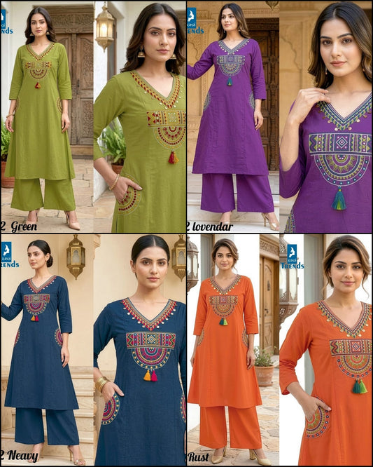 Design 6172 Colors Kaya Trends Cotton Kurti Plazzo Set Manufacturer Ahmedabad