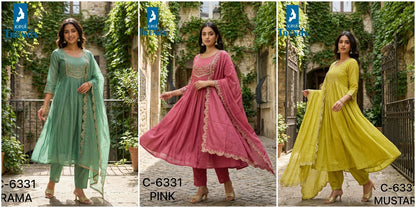 Design 6331 Kaya Trends Chanderi Readymade Anarkali Suits Wholesale Price