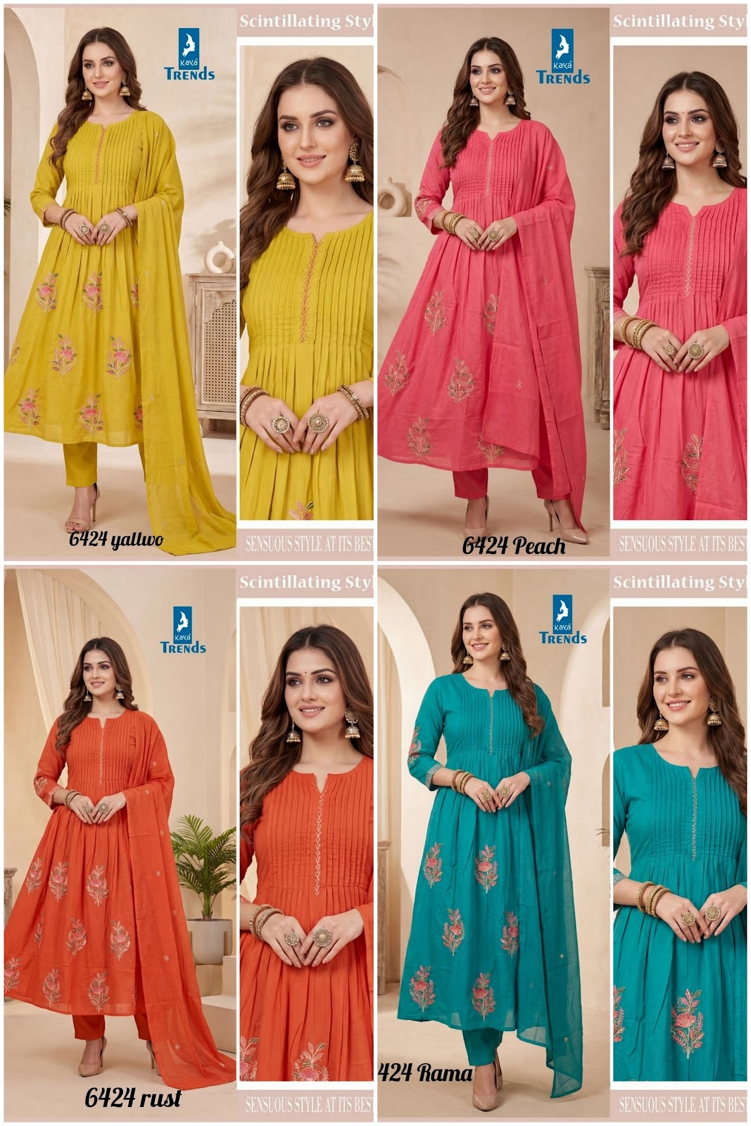 Design 6424 Kaya Trends Cotton Readymade Anarkali Suits Supplier