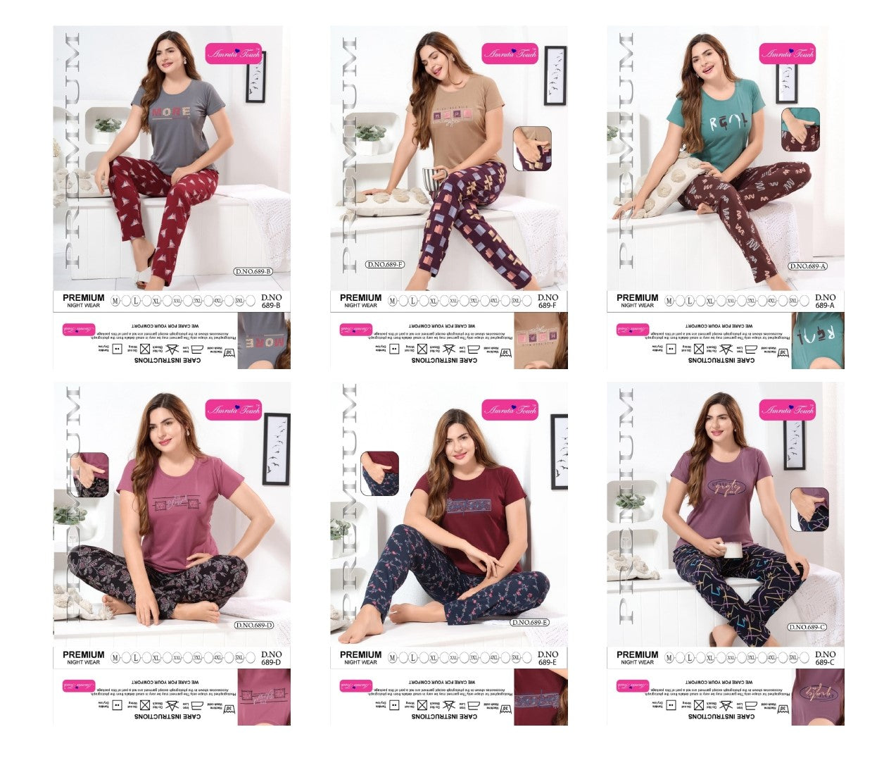 Design 689 Kavyansika Cotton Pyjama Night Suits Exporter Ahmedabad