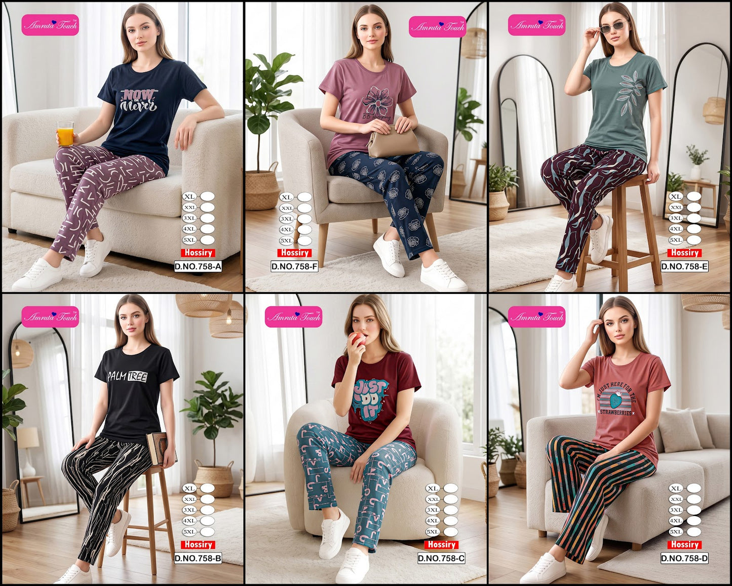 Design 758 Kavyansika Hosiery Cotton Pyjama Night Suits Manufacturer Gujarat