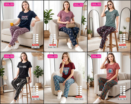 Design 758 Kavyansika Hosiery Cotton Pyjama Night Suits Manufacturer Gujarat
