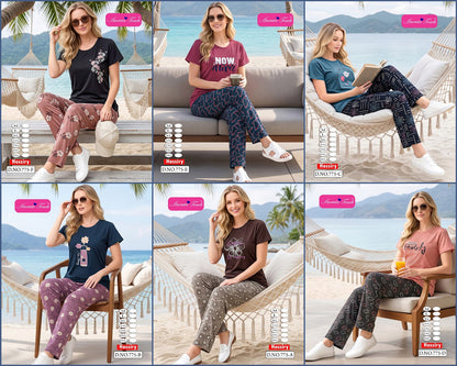 Design 775 Kavyansika Hosiery Cotton Pyjama Night Suits Supplier India