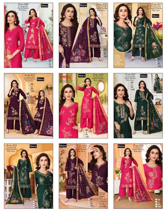 Design 849-857 Maira Vertican Readymade Plazzo Style Suits Manufacturer Ahmedabad