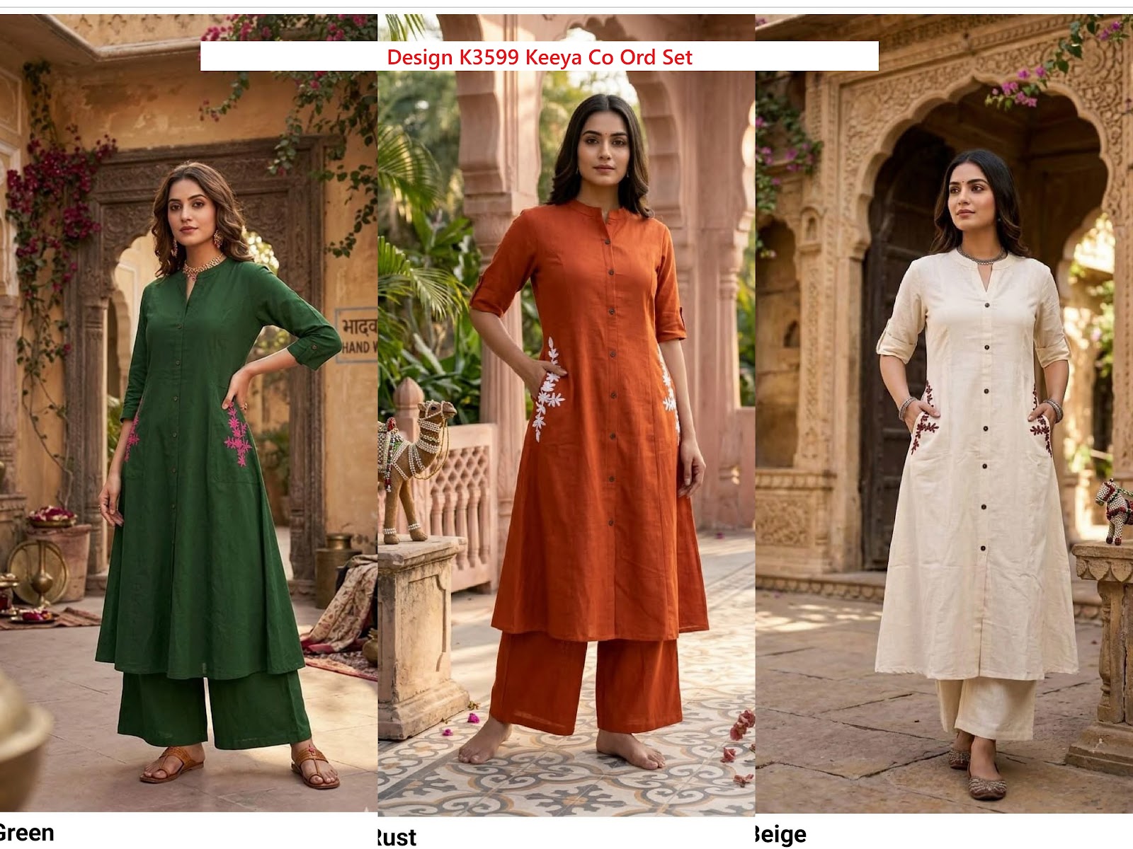 Design K3599 Keeya Cotton Co Ord Set Exporter Ahmedabad