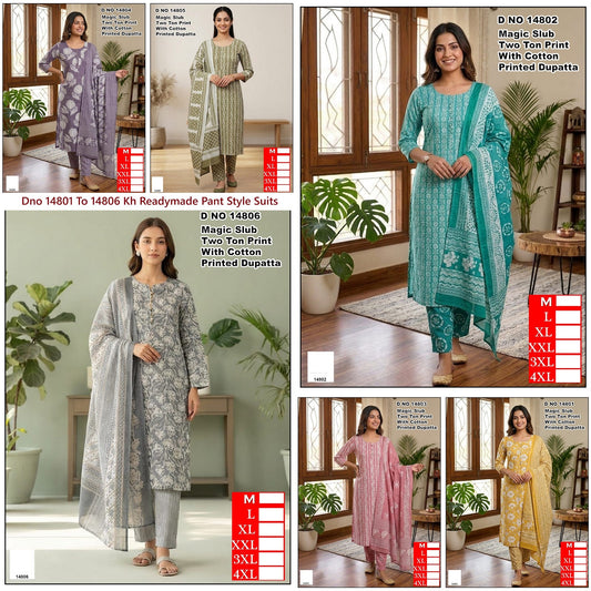 Dno 14801 To 14806 Kh Two Tone Readymade Pant Style Suits Manufacturer Ahmedabad