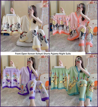 Front Open Korean Koleyti Shorts Pyjama Night Suits Exporter Ahmedabad