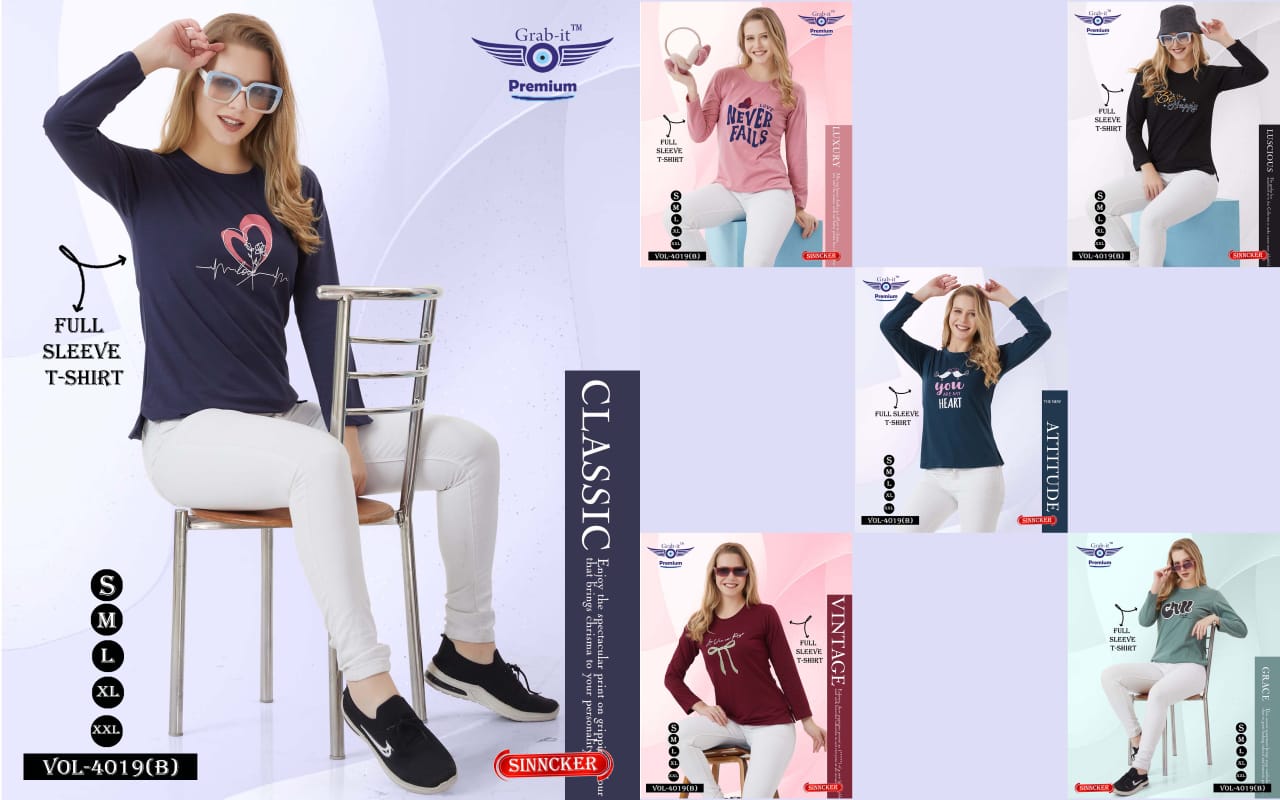 Full Sleeves Vol 4019 B Grab It Sinker Women Tshirt Exporter Gujarat