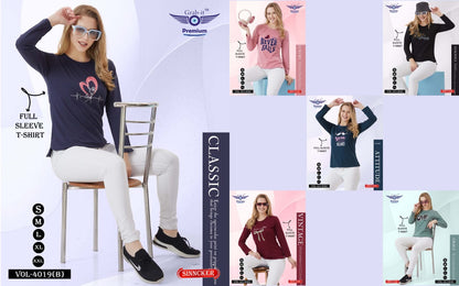 Full Sleeves Vol 4019 B Grab It Sinker Women Tshirt Exporter Gujarat