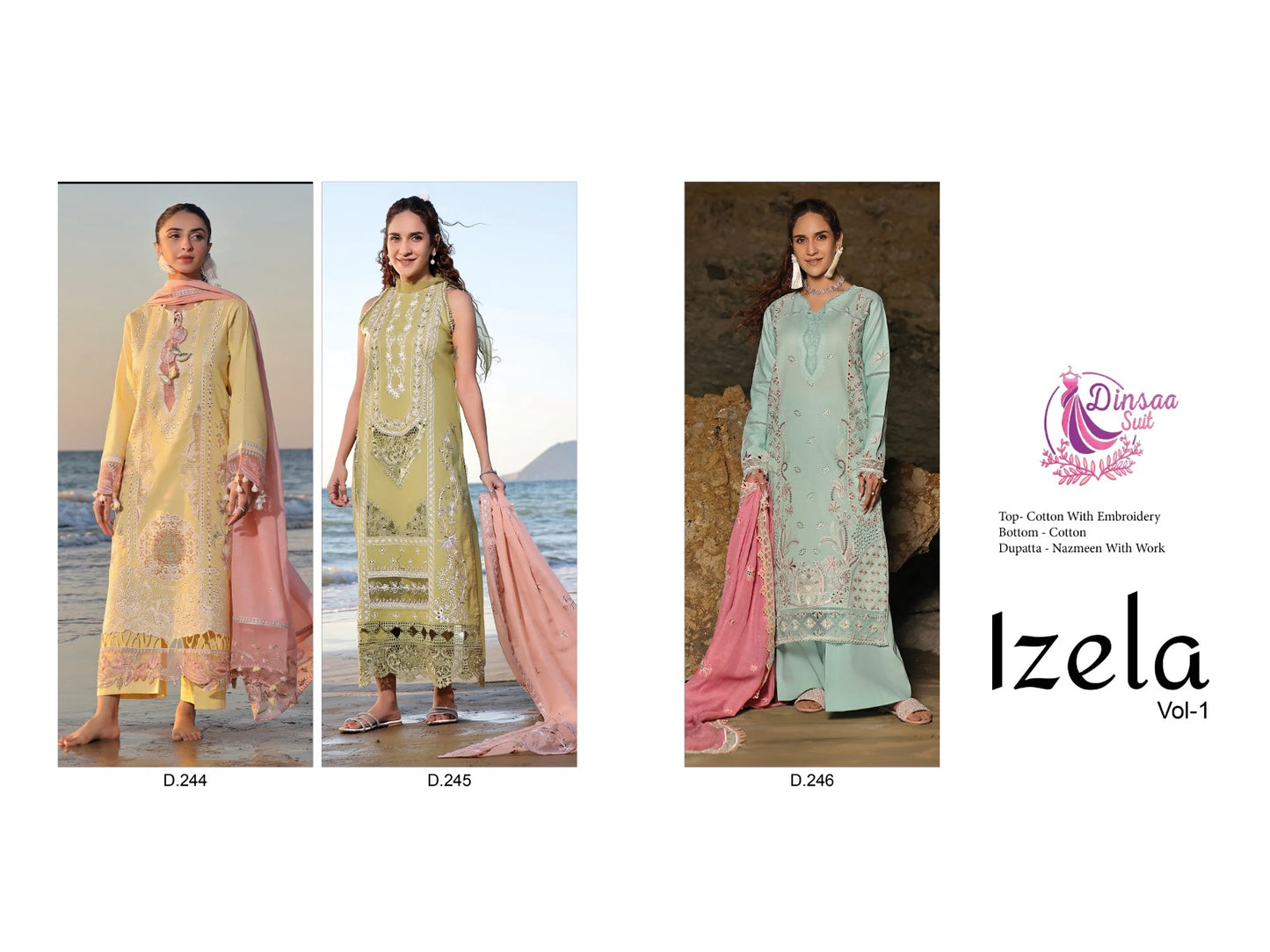 Izela Vol 1 Dinsaa Suit Cotton Pakistani Salwar Suits Manufacturer Gujarat
