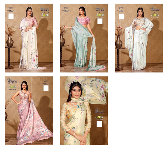 Jalak 227 Kalpveli Satin Georgette Sarees Exporter