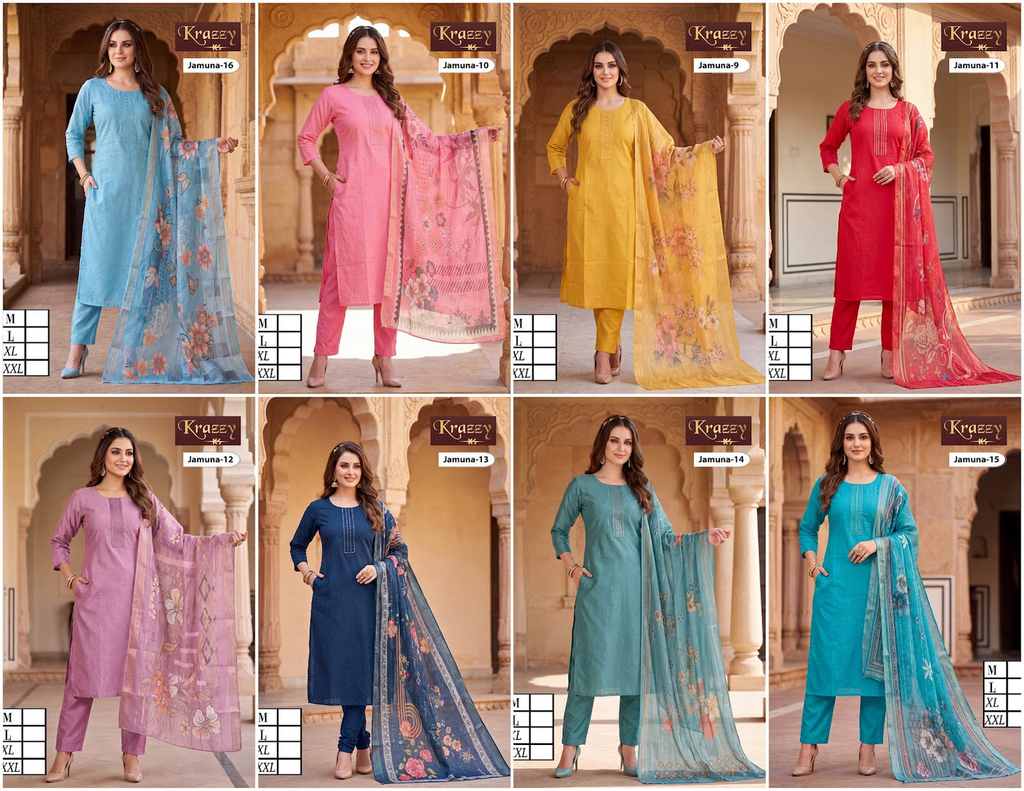 Jamuna Krazzy Kanha Weaving Readymade Pant Style Suits Exporter India