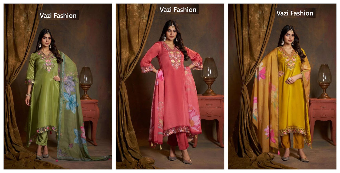 Janvi Vazi Fashion Silk Readymade Anarkali Suits Exporter Gujarat