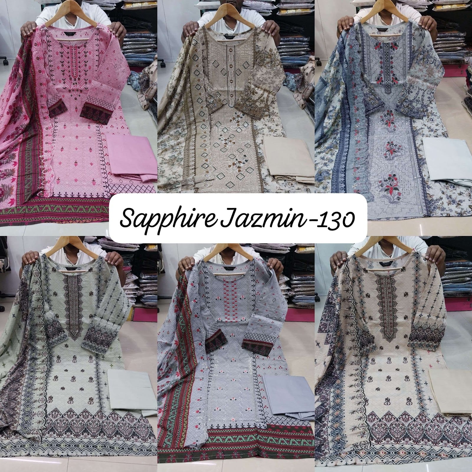 Jazmin Vol 130 Sapphire Lawn Cotton Pakistani Readymade Suits Supplier India