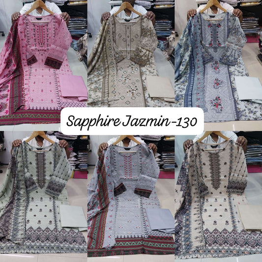 Jazmin Vol 130 Sapphire Lawn Cotton Pakistani Readymade Suits Supplier India