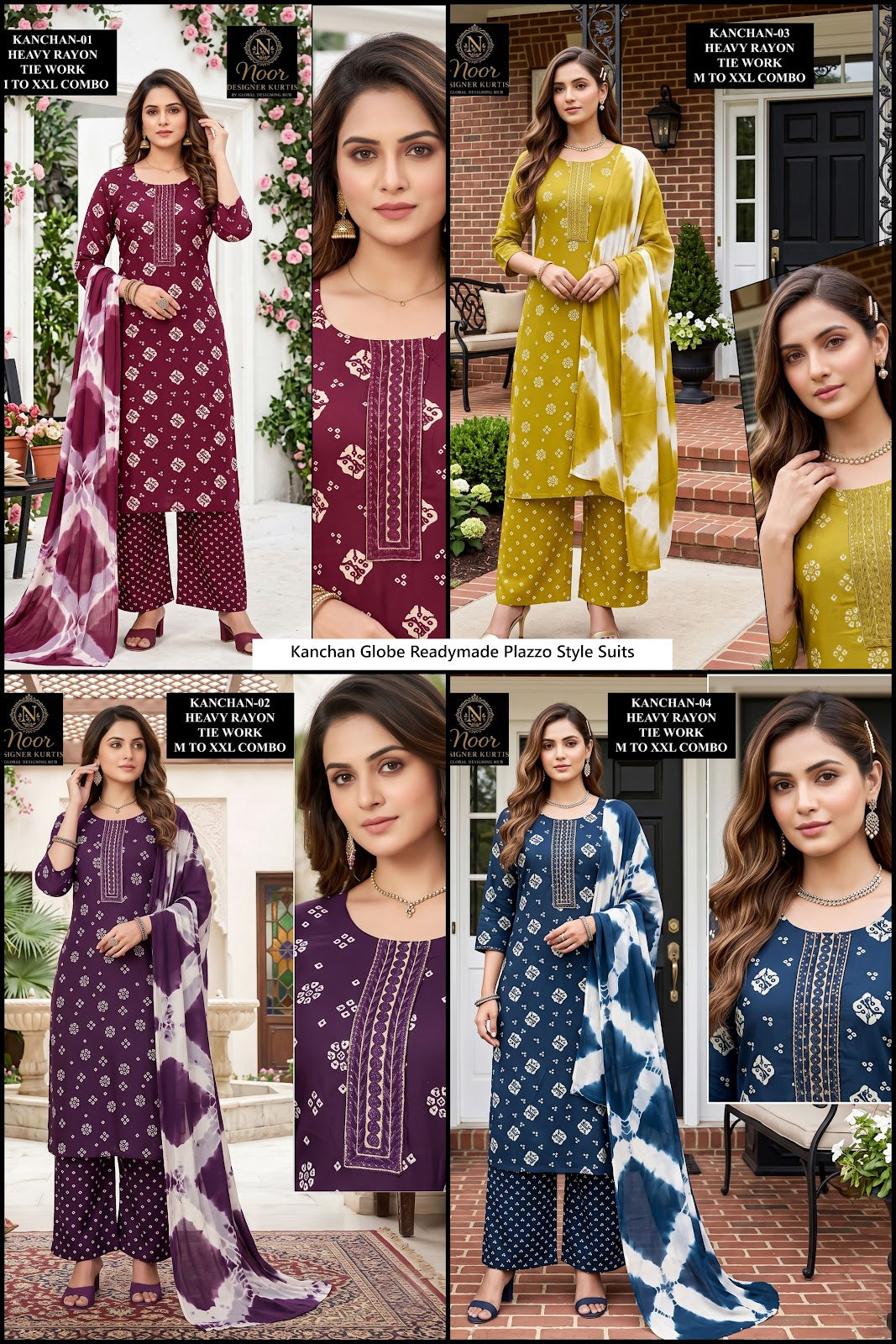 Kanchan Globe Rayon Readymade Plazzo Style Suits Supplier Ahmedabad