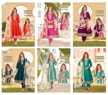 Kasturi Gurmaya Aanchi Silk Readymade Anarkali Suits Exporter