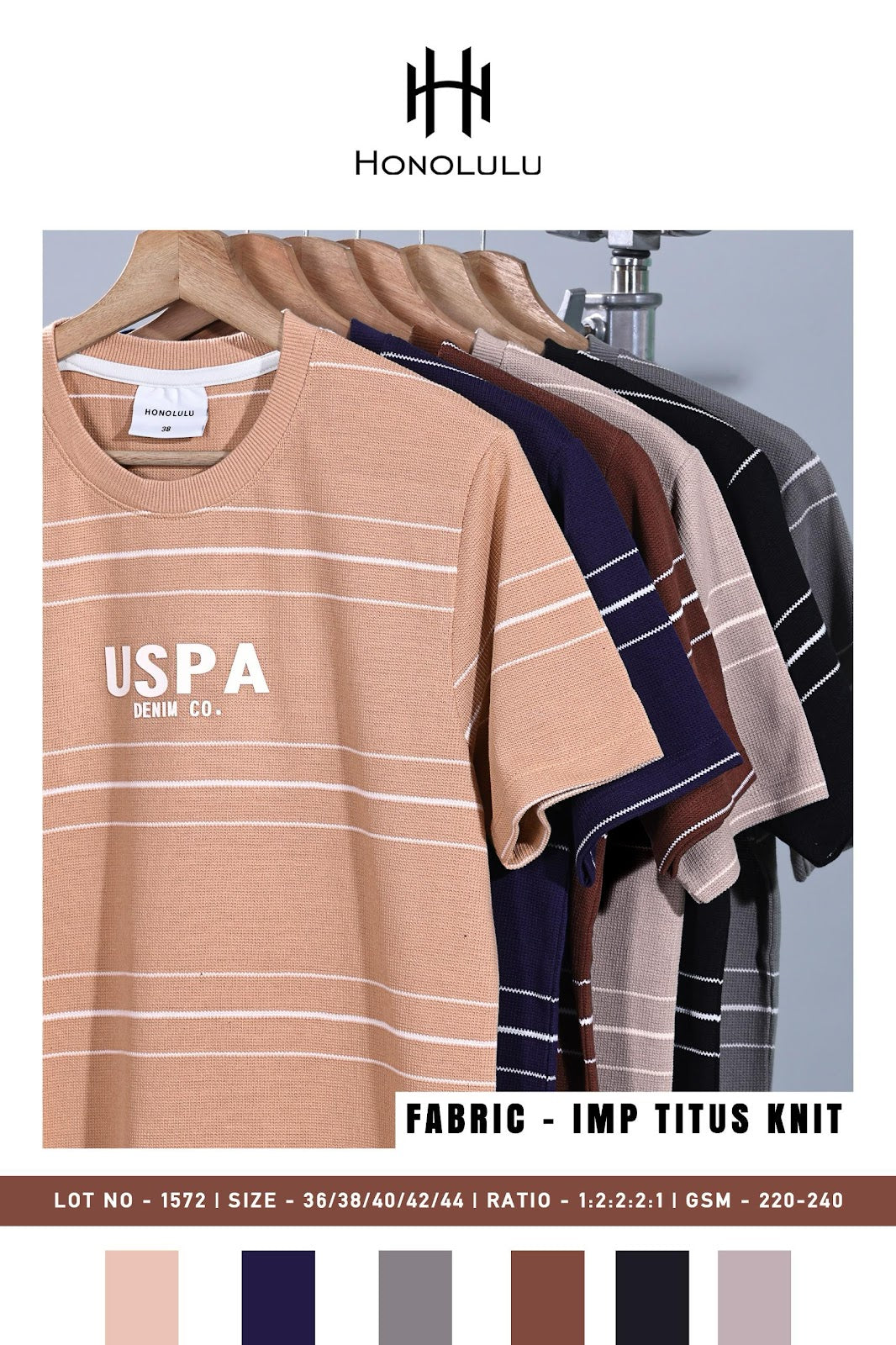 Lot No 1572 Honolulu Cotton Mens Tshirts Exporter Gujarat