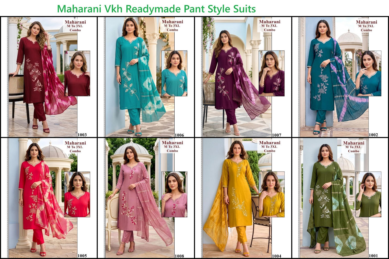 Maharani Vkh Roman Silk Readymade Pant Style Suits Wholesale