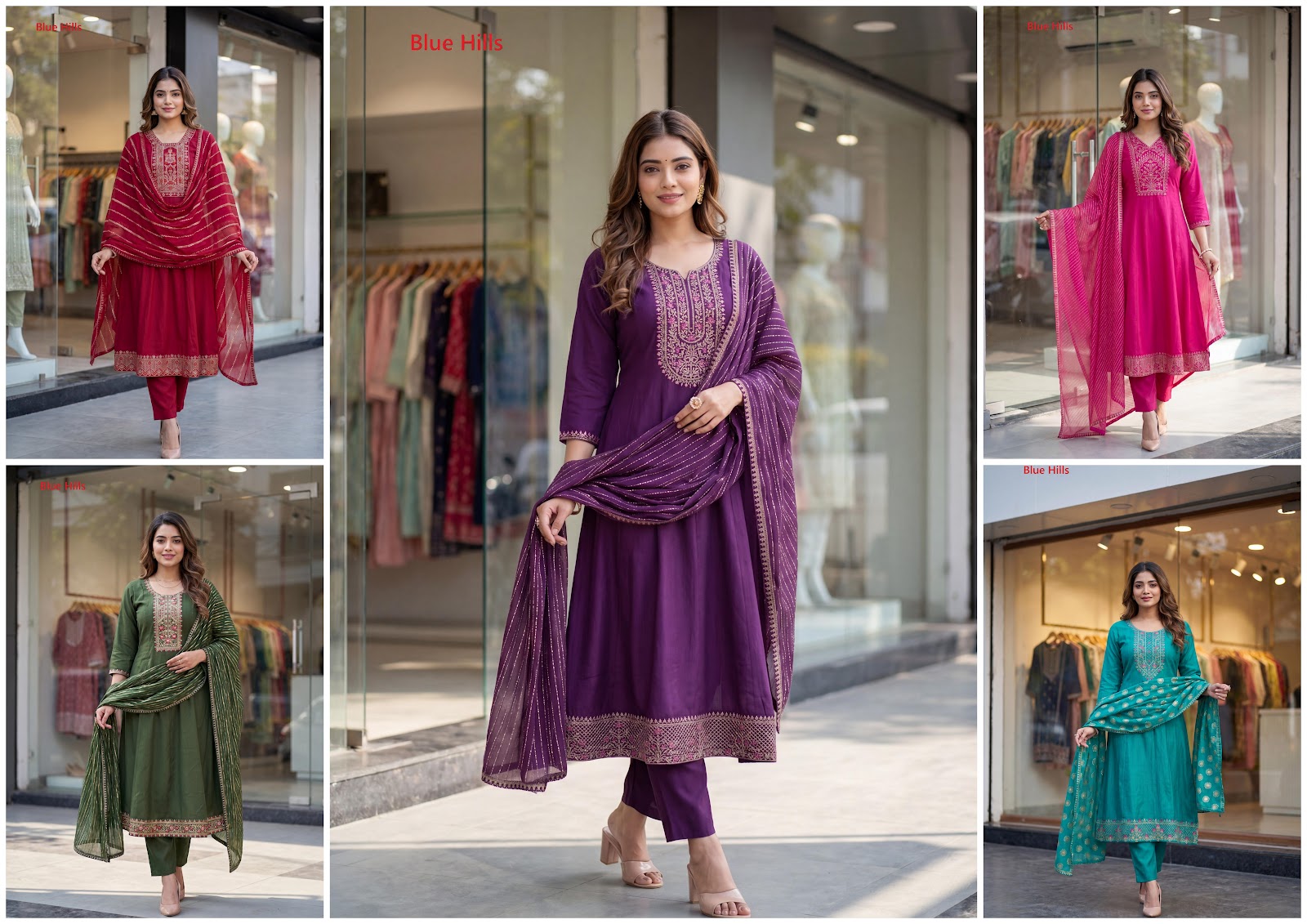 Monalisa Vol 1 Blue Hills Berlin Readymade Anarkali Suits Exporter India