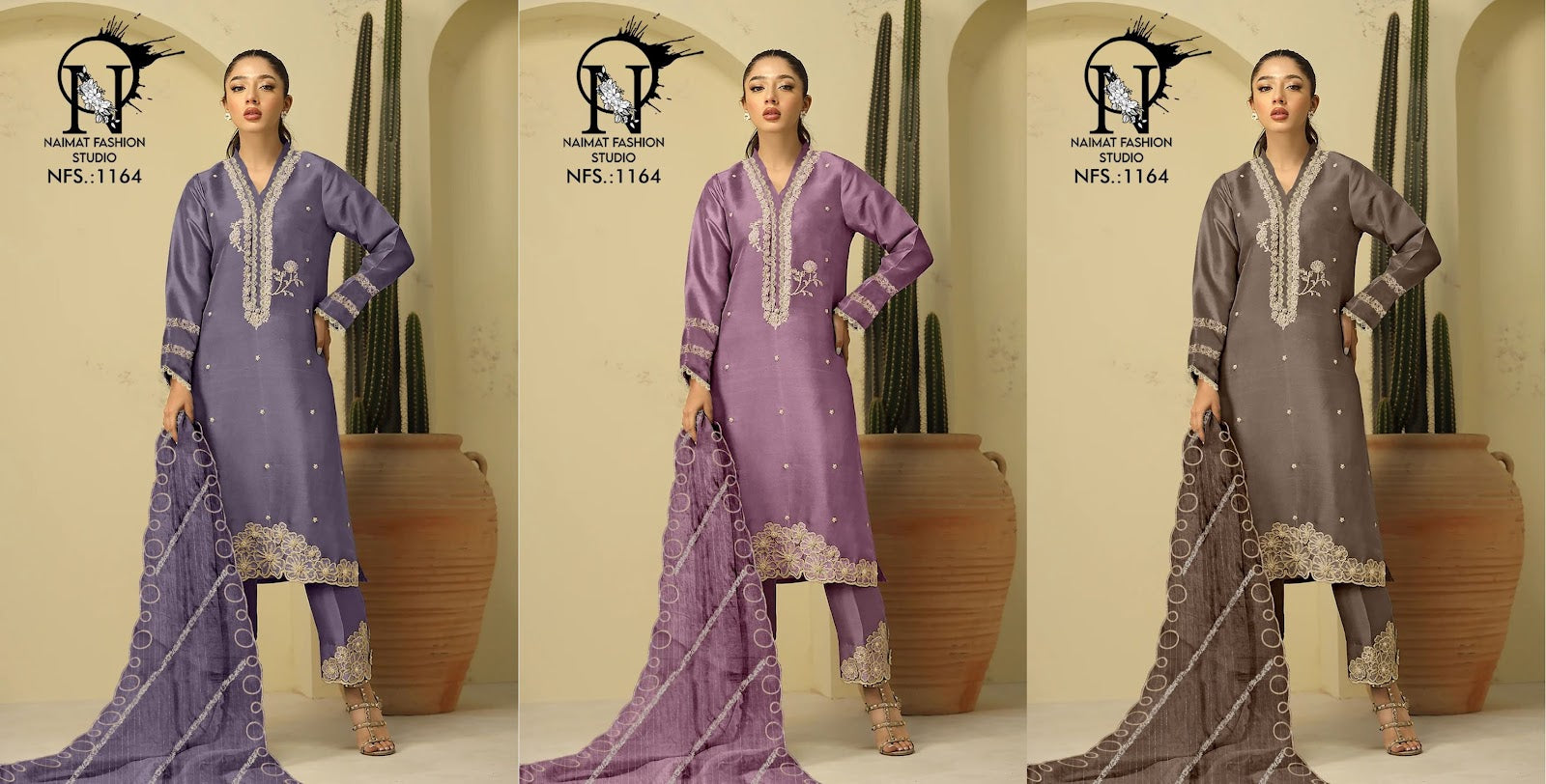 Nfs 1164 Naimat Fashion Studio Satin Pakistani Readymade Suits Exporter Gujarat