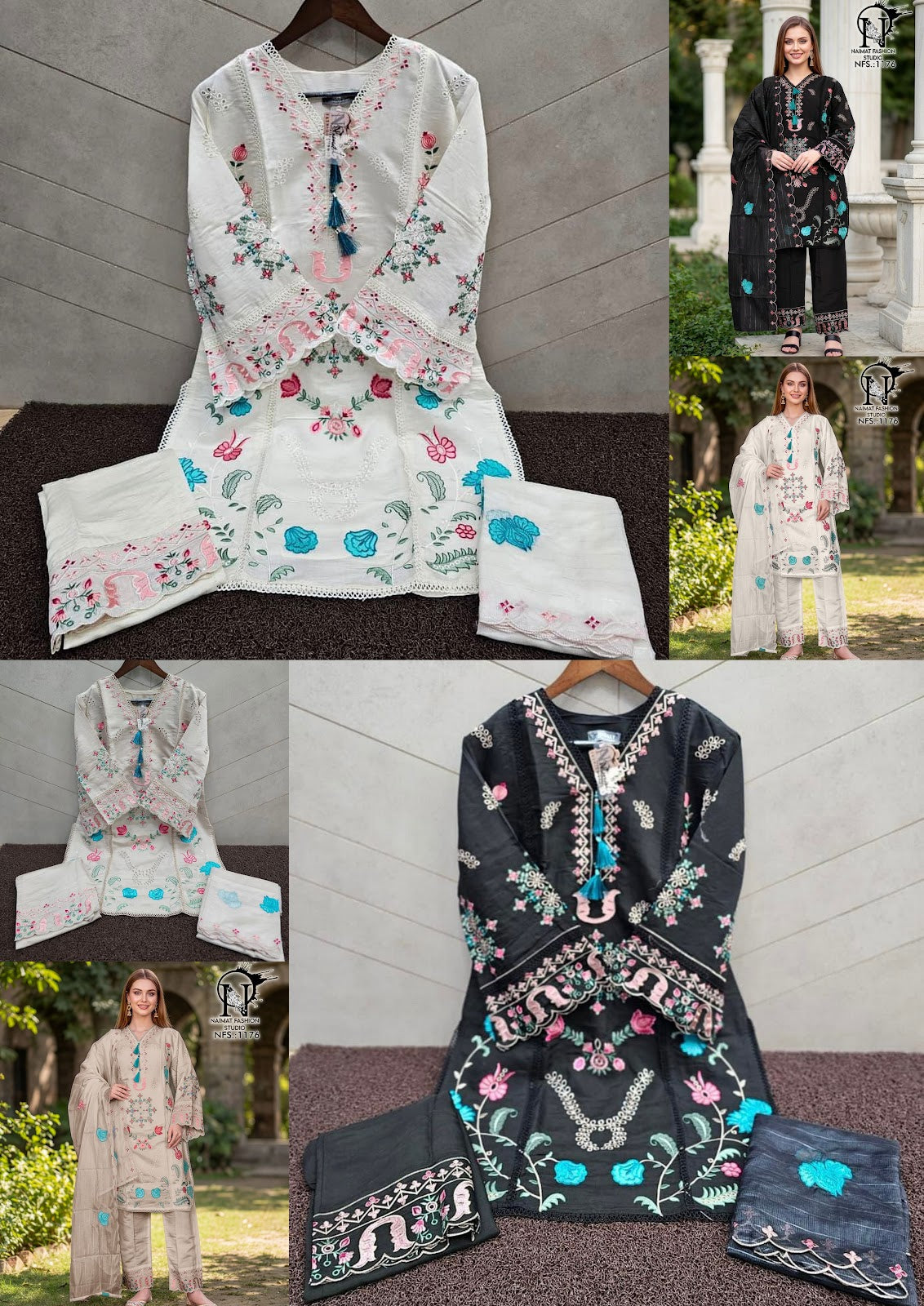 Nfs 1176 Naimat Fashion Studio Roman Silk Pakistani Readymade Suits Wholesale Rate