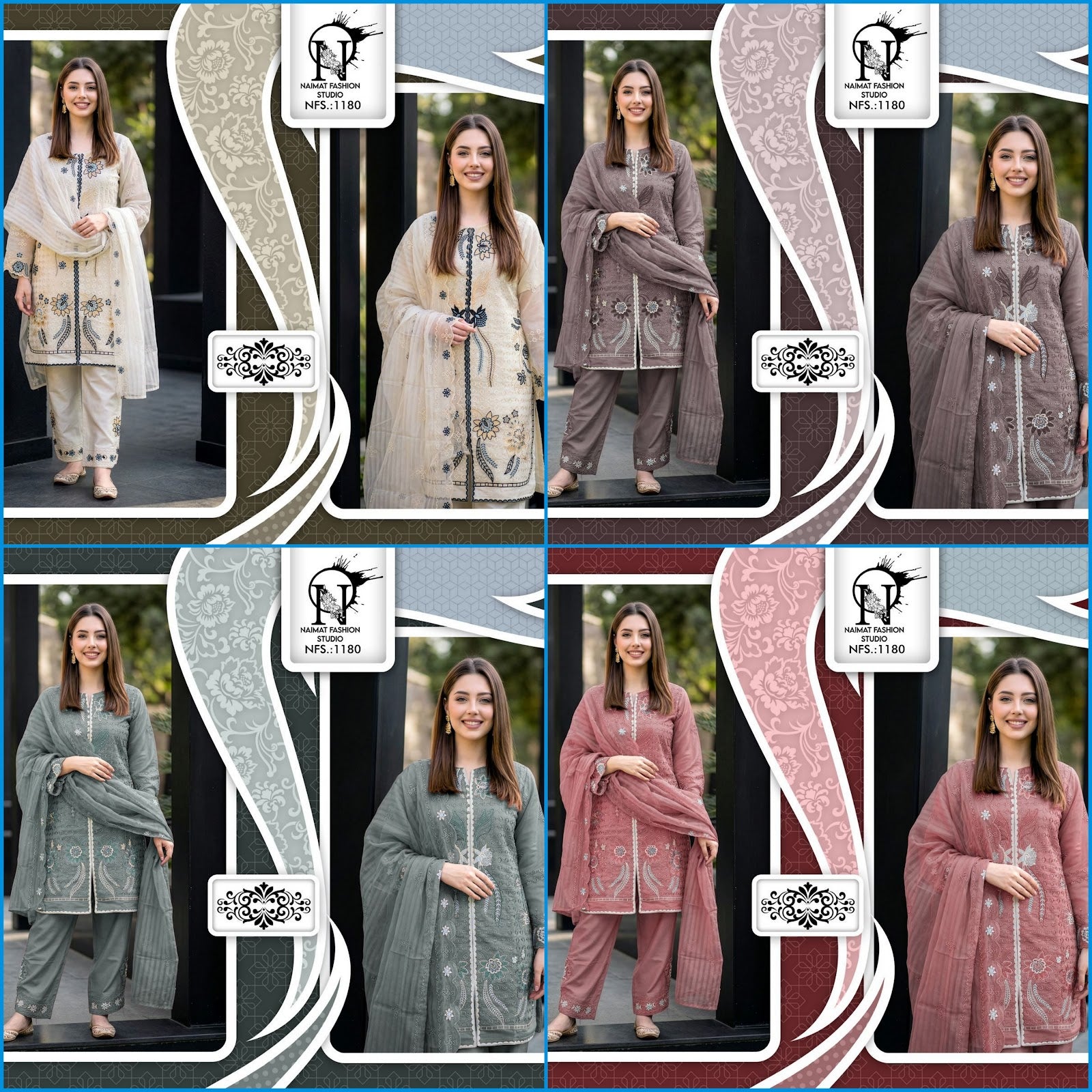 Nfs 1180 Naimat Fashion Studio Pakistani Readymade Suits Wholesale Price